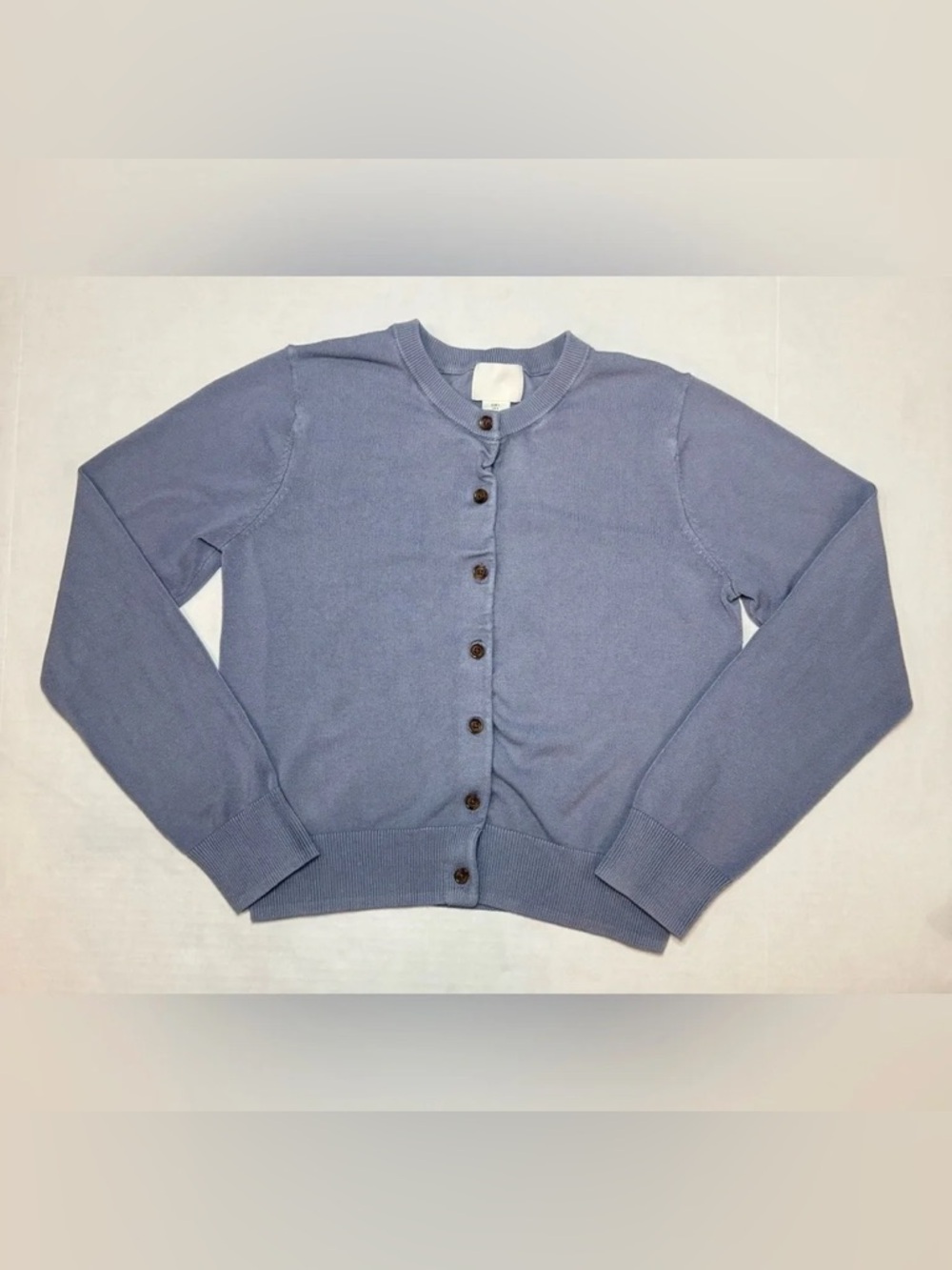 H&M Fine Knit Cardigan Light Dusty Blue Soft Viscose Blend Size S